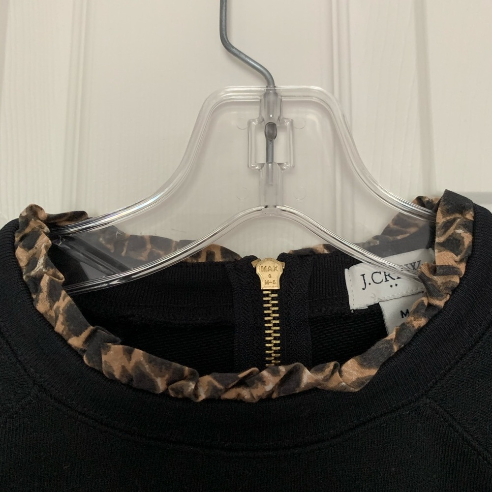 J Crew Leopard Ruffle Neck Pullover Sweatshirt - Picture 6 of 7